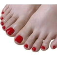 thumbnail image 4 of 24 Pcs Faux Ongles Français Courts Faux Ongles Carrés Pointes d'Ongles Complètes Rouges Décalcomanies pour Pieds, 4 of 5