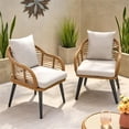 thumbnail image 3 of Afuera Living Outdoor Wicker Club Chair in Brown and Beige (Set of 2), 3 of 12