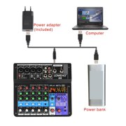 6 Channels Sound Mixing Console Mobile USB Record Computer Playback 48V Phantom Power Input Mixer A6