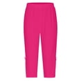 thumbnail image 6 of Minjewel Women's Casual Stretch Cropped Capri Leggings with Lace Stitching and Cutout Design,Comfortable Fit for Daily Wear,Hot Pink,M, 6 of 8