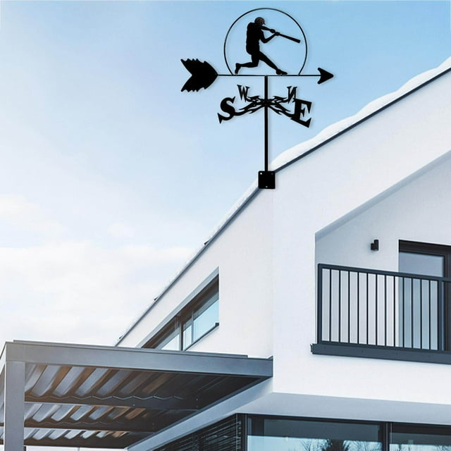 pitrice Practical Weather Vane Farm Vane Weather Garden Stake Measuring Tools Stainless Steel Yard Decor 55cm Tall Ornament Playing Baseball