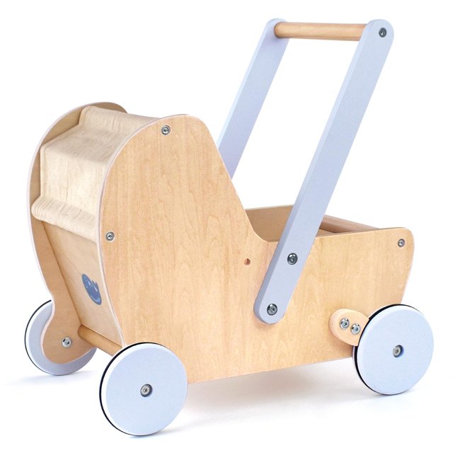 Pillowhale Baby Learning Walker - Cochecitos de madera para niños pequeños con ruedas para niñas y niños