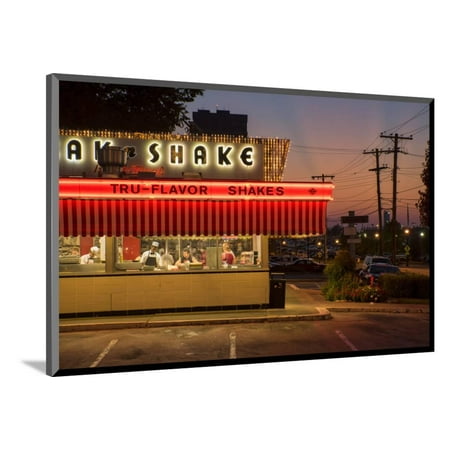 Usa, Midwest, Missouri, Route 66, Springfield, Steak 'N Shake Restaurant Wood Mounted Print Wall Art By Christian