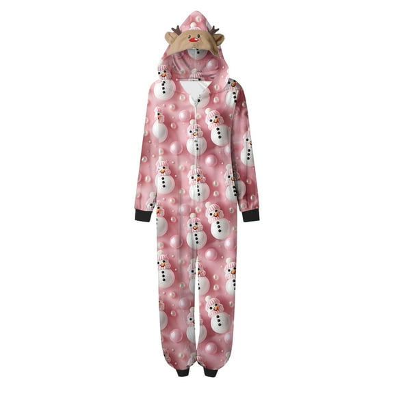 TFEOQRY Family Women Christmas Pajamas Matching Sets Fashion Printing Onesie Pajamas Long Sleeved Hooded Jumpsuit Pajamas Multicolor(Mon)