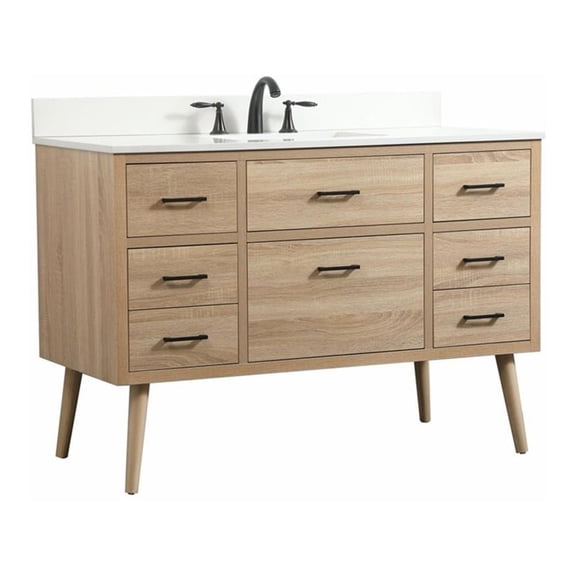 Elegant Decor Boise 48" MDF Single Bathroom Vanity with Backsplash in Mango Wood