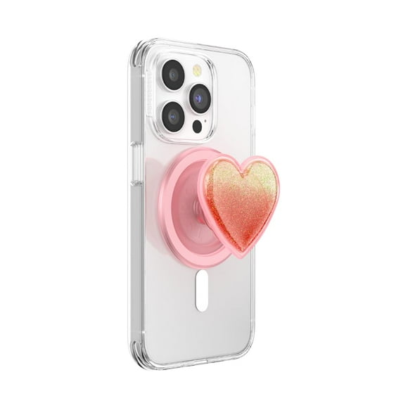 Empuñadura para teléfono PopSockets MagSafe con soporte en forma de corazón rosa