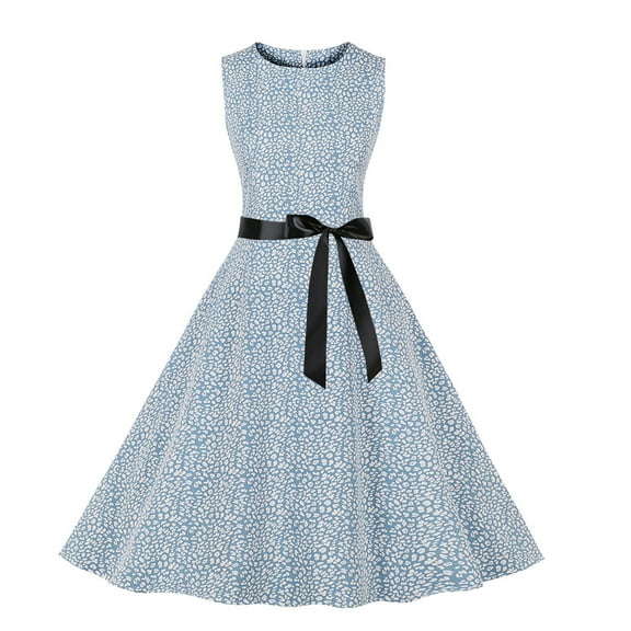 Odeerbi Dresses for Women 2025 Homecoming Dresses Beach Floral Print Sleeveless Tank Swing Dress Blue