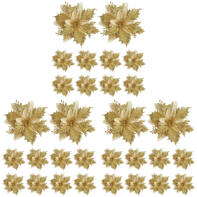 Pascua Artificial Con Purpurina 5 51 Pulgadas 10 Uds. para Navidad (dorado)