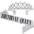 thumbnail image 1 of ensemble De Couronne De Ceinture D'tiquette D'anniversaire (argent), Ceinture Et Couronne De Fille D'anniversaire Tincelantes, Accessoires D'anniv, 1 of 5