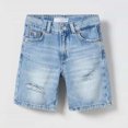 thumbnail image 3 of Yuncity Boys Shorts Solid Color High Waist Elastic Button Ripped Jeans Lightweight Summer Casual Fashion Outdoor Daily Wear Kids Shorts Size 4-5 Years Blue, 3 of 7