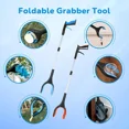 thumbnail image 4 of 1-Pack 34 Inch Extra Long Grabber Reacher with 360°Rotating Jaw & Magnet Foldable Pickup Mobility Aid Reaching Assist Tool (Blue), 4 of 7