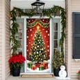 thumbnail image 4 of Christmas Door Cover Christmas Tree Banner 71 x 35 Inch Lighted Tree with Star and Gifts Backdrop Wall Hanging Holiday Decoration for Xmas Party Winter Front Door Entryway Porch Decor, 4 of 6