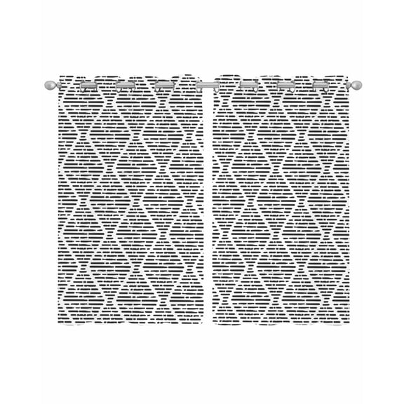 Black White Sheer Curtains 39 Inch Length 2 Panels Set for Living Room/Bedroom, Modern Abstract Art Farmhouse Kitchen Curtains Grommet Semi-Sheer Curtains Drapes Voile Window Treatments 27.5"x39"x2