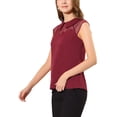 thumbnail image 4 of INSPIRE CHIC Women's Peter Pan Collar Short Sleeve Pullover Blouse S Dark Red, 4 of 7