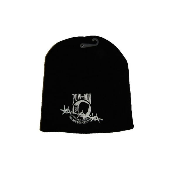 8" Black POWMIA POW MIA Barbed Wire Embroidered Beanie Skull Cap WIN604B (TOPW)