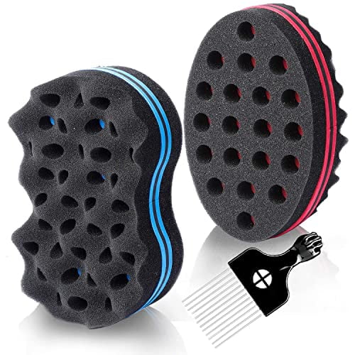 LEADUWAY Hair Sponge Set, 2 in 1 Big Holes Magic Twist Hair Sponges, Curling Bru LEADUWAY Hair Sponge Set, 2 in 1 Big Holes Magic Twist Hair Sponges, Curling Bru