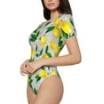 thumbnail image 2 of KLL Women 's Crew Neck Bodysuit Jumpsuits Lemon1 Print Short onesies Stretch T Shirts, 2 of 7