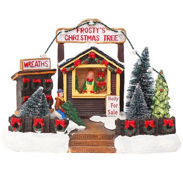 Coxeer Christmas Village House LED Light up Resin Holiday Desk Decoration Party Favor