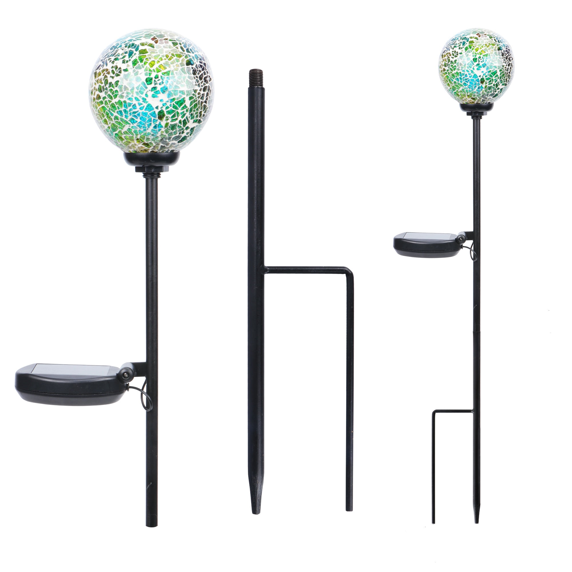 Better Homes & Gardens Solar Multi-color Glass & Metal Gazing Stake Light, 30” Height
