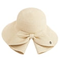 thumbnail image 2 of Chic Bow Knot Split Brim Straw Sun Hat, UV Protection Summer Hat for Beach, Travel and Outdoor Activities, 2 of 5
