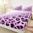 thumbnail image 3 of Castle Fairy Girls Female Women Animal Leopard Print Full Size Sheets 4-Piece,Bling Purple Glitter Breathable Bed Sheets,Dreamy Princess Lightweight Sheet Sets,Ultra Soft Home Decor, 3 of 7