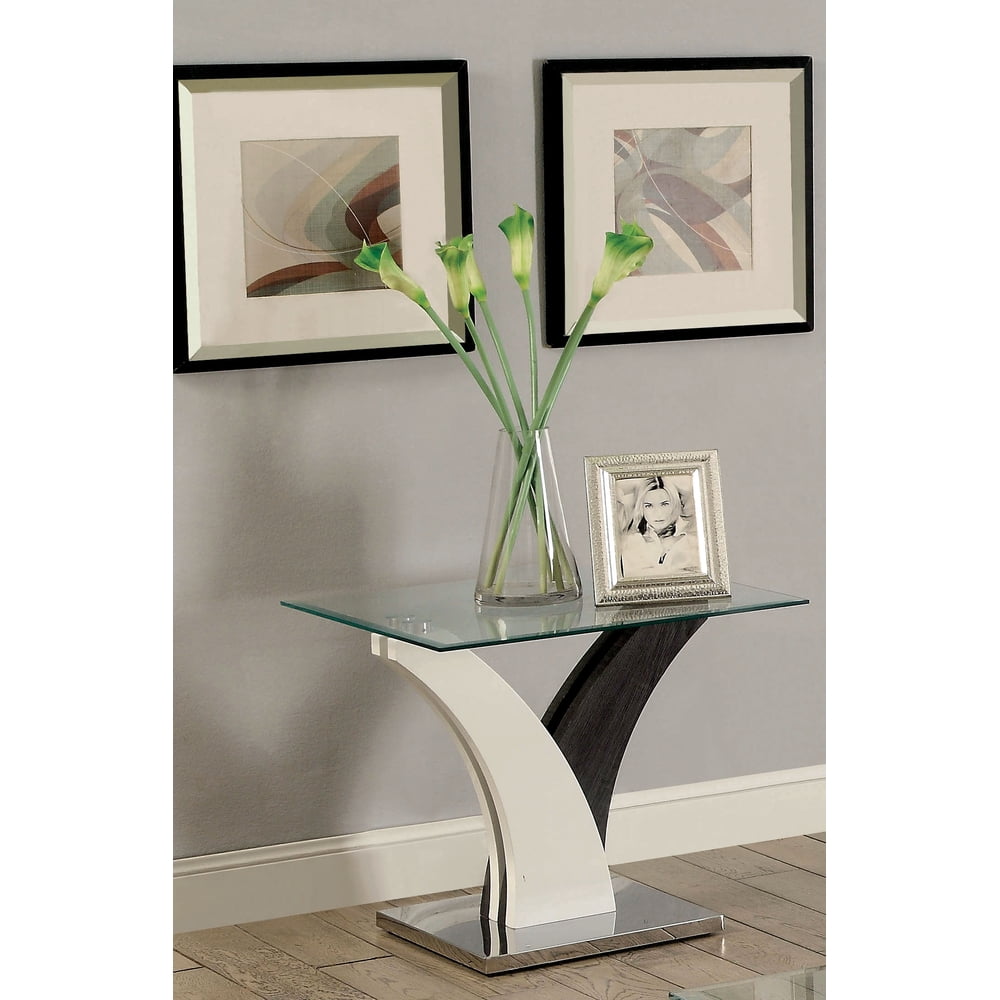 Furniture of America Talon Contemporary Rectangular Glass Top End Table