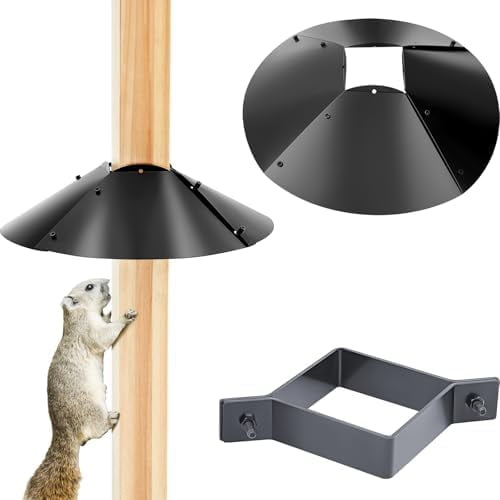 Squirrel Baffle for 4x4 Post, Squirrel Deflector with Adjuster, Available for Multiple Post Sizes, Black