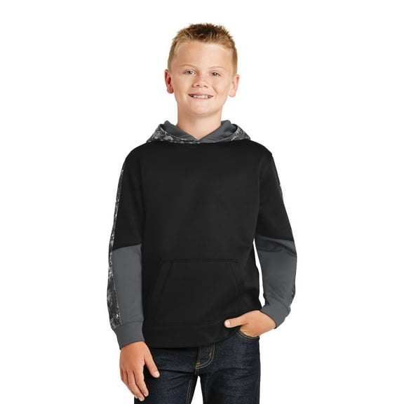 Sport-Tek Youth Sport-Wick Mineral Freeze Fleece Colorblock Hooded Pullover. YST231