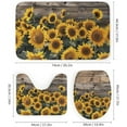 thumbnail image 3 of 4Pcs Rustic Farmhouse Shower Curtain Set with Rugs, Toilet Lid Cover and Bath Mat, Yellow Sunflower Rustic Floral Bathroom Curtains Decor Shower Curtains, 72" x 72", 3 of 8