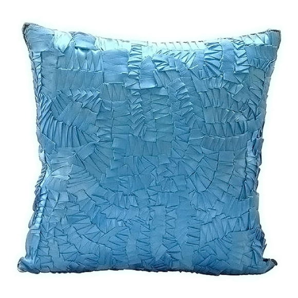 The HomeCentric Pillow Cases, Aqua Blue Pillow Shams, Ribbon Art Work Textured Pillow Sham, Pack of 2, 24x24 inch (60x60 cm) Pillow Shams, Square Silk Pillow Shams, Pillow Shams,, Solid Color - Mist