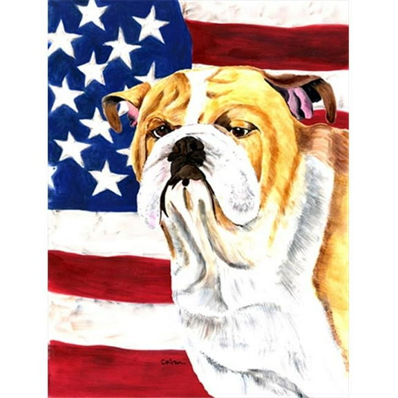 11 x 15 in. Usa American Flag With Bulldog English Flag Garden Size