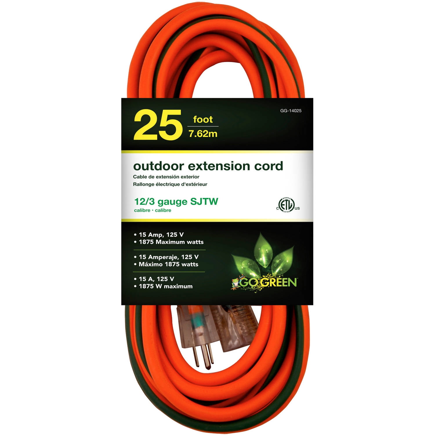 GoGreen Power 14025 12 3 25' Heavy-Duty Extension Cord, Lighted End by GoGreen Power