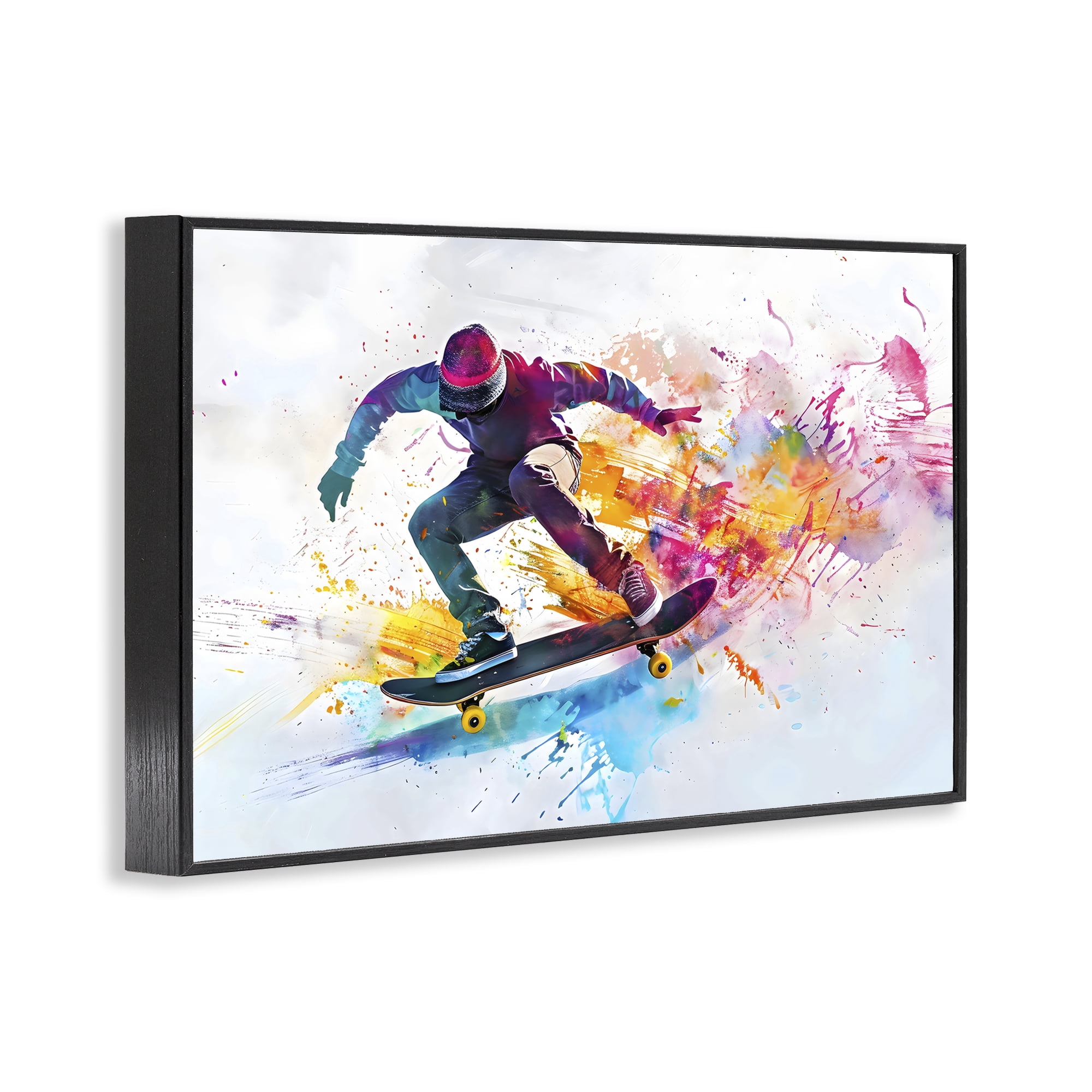 Stupell Industries Skateboarder in Motion Black Framed Giclee Art, design by Creative Studio