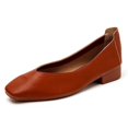 thumbnail image 6 of Women's Square Toe Low Block Heel Ballet Flats, Soft Leather Slip On Casual Dress Shoes, Comfort Cushioned Insole Work Loafers Wine-A 5.5(36), 6 of 6