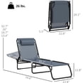 thumbnail image 3 of Folding Chaise Lounge Chair Set of 2, Patio Sun Tanning Chair, Outdoor Chaise Lounger with 4-Position Reclining Back, Breathable Mesh Seat for Beach, Poolside, Gray, 3 of 19