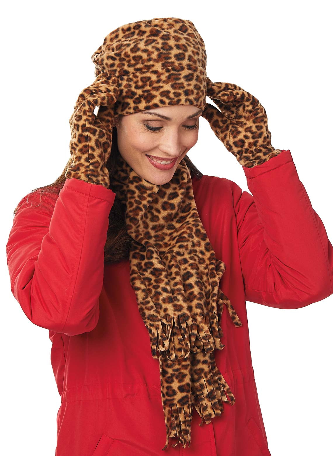 red hat scarf and gloves set