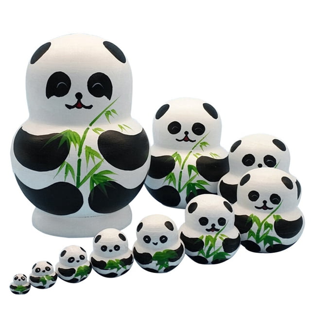 Juego de muñecas rusas NikouMX 10 piezas panda