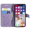 thumbnail image 4 of iPhone XR Wallet case, Allytech Pretty Retro Embossed Butterfly Flower Design PU Leather Book Style Wallet Flip Case Cover for Apple iPhone XR 6.1", Purple, 4 of 10