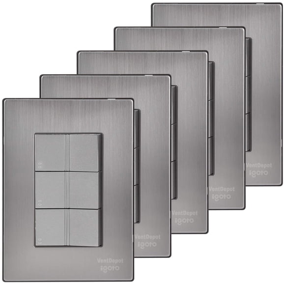 Apagador de Triple Vía Inoxium3ESilver 5Pzas Apagador Escalerax3 125-250VCA 10A 50/60Hz Plateado Acero Inoxidable/PC.