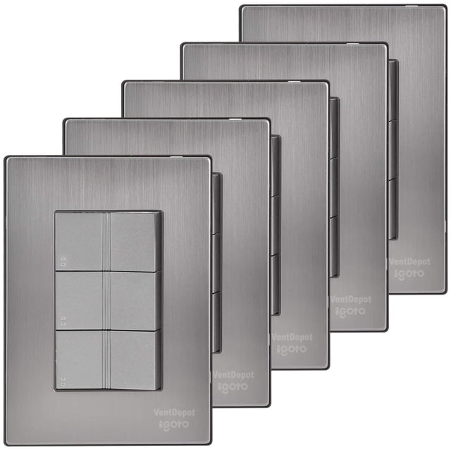 Apagador de Triple Vía Inoxium3ESilver 5Pzas Apagador Escalerax3 125-250VCA 10A 50/60Hz Plateado Acero Inoxidable/PC.