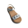thumbnail image 5 of XinghaiYIDE Girls Metallic Flower Espadrille Sandals,Toddler/Little Kid Open-Toe Summer Shoes,Adjustable Ankle Strap Casual Beach Sandals,Non- Flat Espadrilles for Outdoor Play, 5 of 7