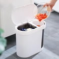 thumbnail image 3 of Cocina Capacidad, Doble Cubo de Basura con Tapa, Doble Compartimento, Húmedo, Seco, Clasificado con Cubo Interior Desmontable, Cubo de Basura, - blanco Baoblaze Clasificación de la papelera, 3 of 8