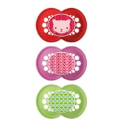 MAM Pacifiers, Baby Pacifier 6+ Months, Best Pacifier for Breastfed Babies, ‘Trends' Design Collection, Girl, 3-Count
