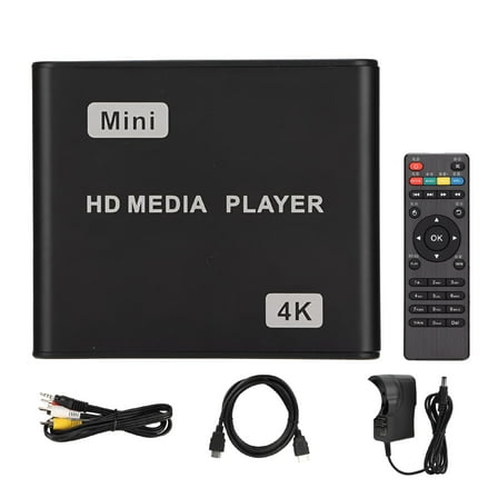 GJX 4K HD Media Player Mini Streaming Media Player with Remote Control and LED Indicator