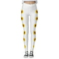 thumbnail image 4 of GHSOHS Leggings for Women Black Leggings Sunflower Print Tights Seamless Lifting Workout Leggings High Waisted Yoga Pants Comfy Capris Yellow Leggings for Women White Jeggings Capris Pants C,L, 4 of 5