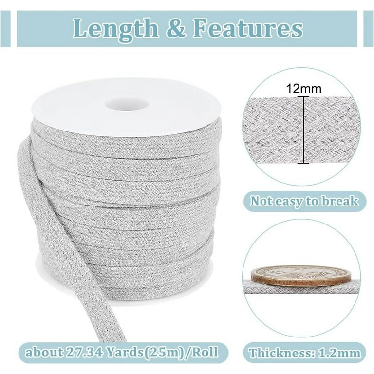 20 Yards Light Grey Drawstring Replacement Rope 5mm Round Nylon