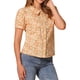 thumbnail image 4 of BLUSA DE BOTONES PARA MUJER INSPIRE CHIC, MANGA CORTA ABULLONADA, CUELLO VOLTEADO, ESTAMPADO FLORAL, TOP DE ALGODÓN M NARANJA, 4 of 5