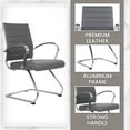 thumbnail image 3 of LeisureMod Office Chair Upholstered Leather Computer Chair with Stainless Steel Frame Benmar Series in Grey, 3 of 12