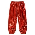 thumbnail image 6 of Xnihocha Kids Girls Boys Trousers Metallic Sparkle Hip Hop Jazz Modern Dance Pants Loose Fit Streetwear Red 140, 6 of 7