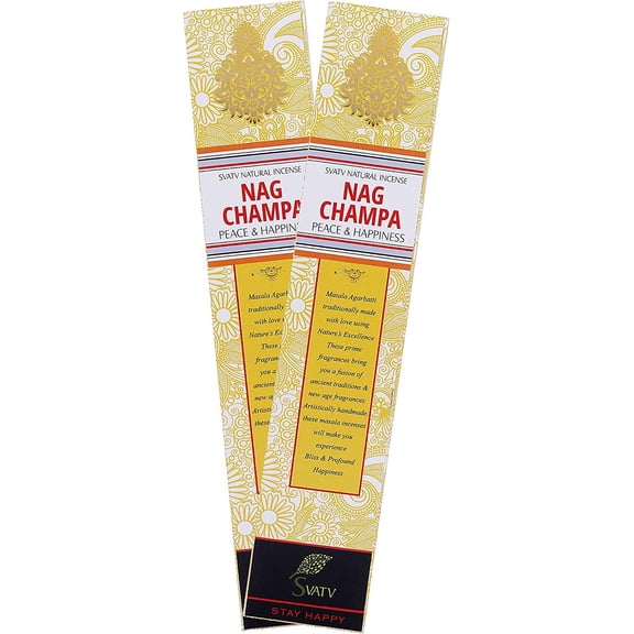 SVATV Herbal & Ancient Method Nagchampa Incense Stick with pack of 2 Incense for Meditation, Yoga, Spiritual, Aromatherapy Energy Cleansing & Calm Down The Mind - 15g x 02 incense | 30g | 1.05oz